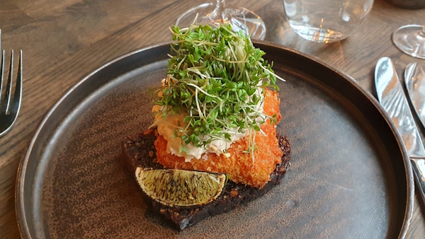 A picture of elaborate Danish smørrebrød.