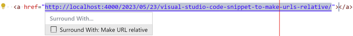 Screen shot of the make-URL-relative code snippet in action.